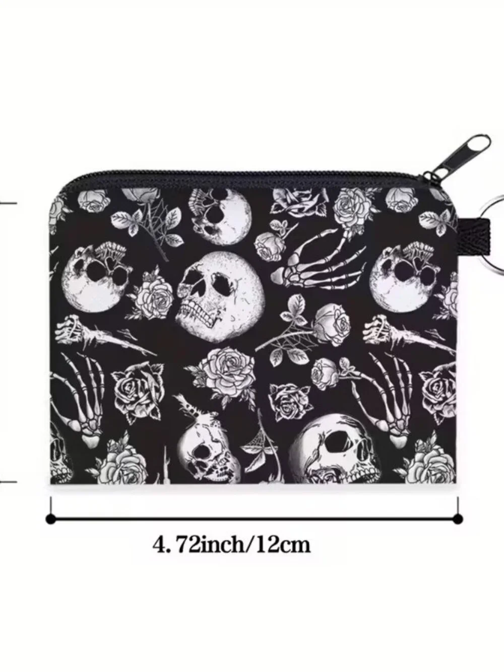 Halloween Dark Goth Skull, Hands & Roses Make Up Bag Double-Sided 4.1h